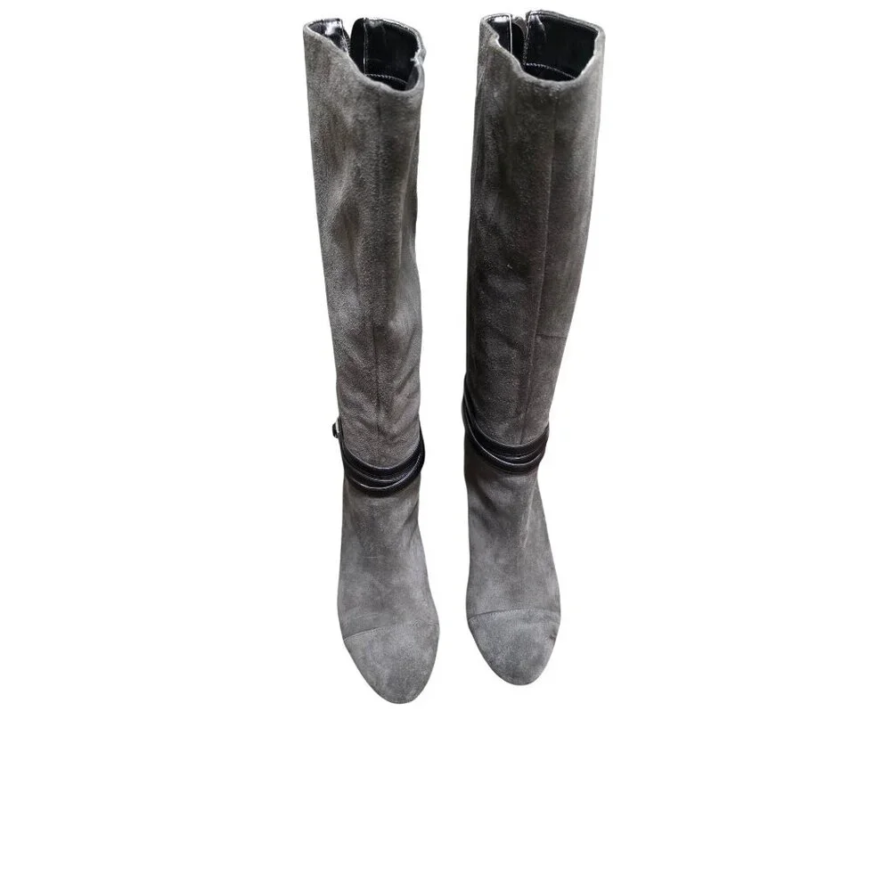 Julianne Hough For Sole Society Nila Women's 8.5BGray Knee-High Suede Wedge Boot